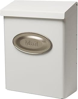 Architectural Mailboxes Wall Mounted Lockable Mailbox Galvanised Steel White with Satin Nickel