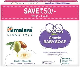 Himalaya Gentle Baby Soap 125 g | Pack of 4 (Rs 50 OFF) | No 1 Doctor prescribed brand | with Olive oil and almond oil |Gentle Cleansing for Delicate skin|Gentle.Safe.researched