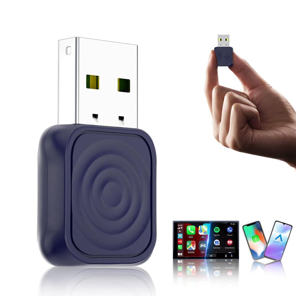 CarlinKit Mini Ultra 2-in-1 Wireless Android Auto for Android 11+ & Wireless CarPlay Adapter for iOS 10+, USB-C/A, Plug & Play, Low Latency, Mini USB Design for OEM Cars, Dark Blue