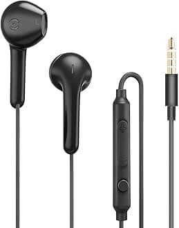 MAS CARNEY Wired Earbuds with 3.5mm AUX Plug, in-Ear Headphones with Mic & In-Line Control, Zero-Latency Audio for Samsung, iPhone, Gaming, Travel, Work & Study, Laptop, Smartphone - AUX Wired Earbuds