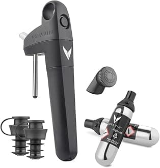 Pivot Plus Wine Preservation System - Preserve Wine for 4 Weeks - Pivot System, 1 Aerator Attachment, 2 Capsules, 2 Wine Bottle Stoppers & 1 Bottle Sleeve | Christmas Gifting