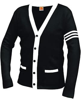 Averill's Sharper Uniforms Your Neighborhood Uniform Store Unisex 5-Button V-Neck with Contrasting Trim Varsity Cardigan