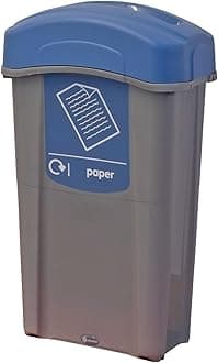 Eco Nexus 85 Paper Recycling Bin (Grey, Blue Sticker) – 85-Litre Recycling Container for Paper Waste with Narrow Footprint – Slim Office Bin