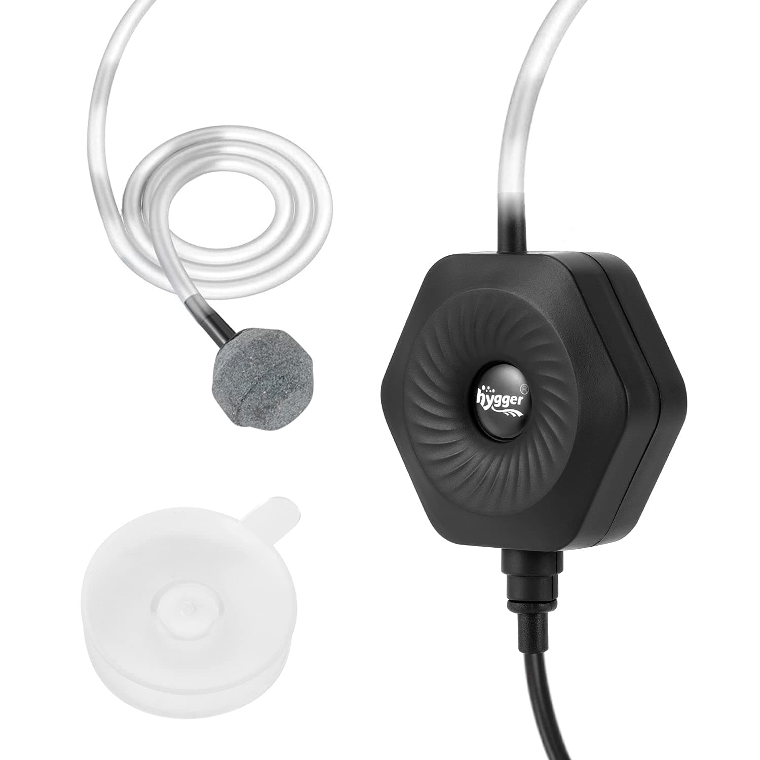 Quiet Mini Small Aquarium Air Pump Betta Fish Tank Bubbler Oxygen Aeration Pump with Air Stone Tubing Suction Cup for 0.5-15 Gal Fish Bowl