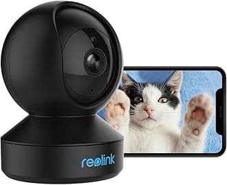 REOLINK 2K Indoor Security Camera E1(Black), 2.4G Wireless WiFi Baby/Pet Monitor with Phone app, 360 Degree Dog Camera with Person/Pet Detection, 2-Way Talk, Night Vision, Local Storage