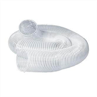 POWERTEC 70239V PVC Dust Collection Hose (6 Inch x 5 Feet) | Left Spiral Flexible Clear View Heavy Duty PVC Hose