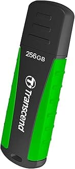 Transcend 256GB JF810 USB Flash Drive, USB3.1 Gen1, Rugged Design, Resistant to dust and Splash, Sporty Color Scheme, Green - TS256GJF810
