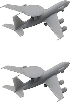 2PCS E-3 DIY Model 1/2000 1/700 1/400 1/350 Scale Early Warning Aircraft Model Uncolored Air-Early Alarm Plane with Landing Gear Military Model(1/2000(19mm))
