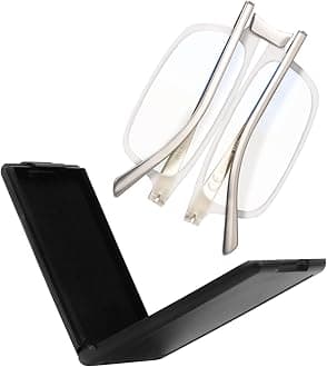 SKYOAK Evolved Folding Reading Glasses For Women Men Blue Light Blocking Anti UV Eyestrain Foldable Portable Compact Readers with Flat Hard Case Pocket Computer glasses 2.75 CLEAR
