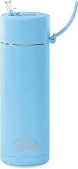 frank greenInsulated Water Bottle for Cold Or Hot Drinks - 595ml/20oz Metal Water Bottle with Straw Lid, Ceramic Insulated, Stainless Steel, Triple Wall Vacuum - Sky Blue by frank green