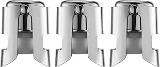 WOTOR Stainless Steel Champagne Stoppers - Champagne Bottle Stoppers with Silicone Seal, Reusable Cork & Saver, Suitable for Prosecco & Sparkling Wine, Silver, 3 Pack