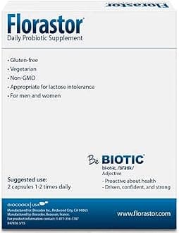Florastor Daily Probiotic Supplement for Men and Women, 250 mg; 54 Capsules (Pack of 2)