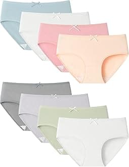 Teen Girls Underwear Cotton Panties Briefs Solid Color Pack of 8