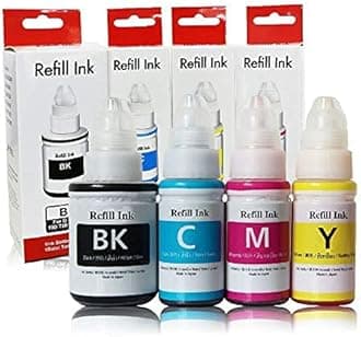 Trendvision GI-790 Combo Refill DYE Ink - Compatible with Canon PIXMA G1000, G1010, G1100, G2000 Printers (Black, Cyan, Yellow, Magenta)