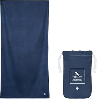 Dock & Bay Beach Towel - Quick Dry, Sand Free - Compact, Lightweight - 100% Recycled - Includes Bag - Essential - Deep Sea Navy - Large (160x90cm, 63x35")