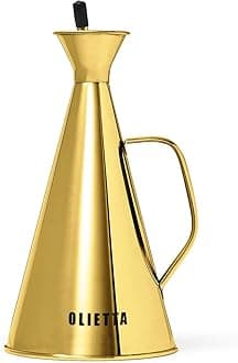 Olietta Oil Dispenser Gold Stainless Steel Non Drip Leak Proof No Mess Olive Oil & Vinegar Pourer & Kitchen Drizzler Bottle 750ML 0.75 Litre Great for Pouring & Drizzling Easy to Clean & Leakproof