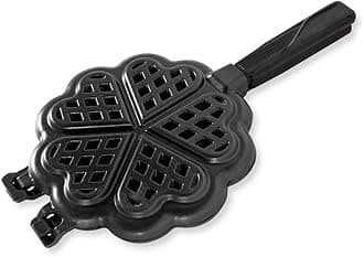 01705 Sweetheart Waffler, Cast-Aluminium Pan, Heart Shaped, Mini Waffle Maker, Black