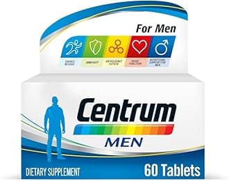 Centrum Men, Multivitamin for Men, with Viamin C, Vitamin D3, Vitamin B1, B2, B3, Magnesium and others, Supports Muscle Health, Increases Energy, 60 Tablets