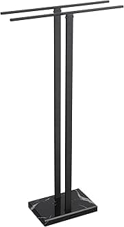 KES Black Towel Racks for Bathroom Freestanding, 37" Equal-Height Standing Towel Rack with Heavy Marble Base, Fits Large Bath Towel, 18/8 Stainless Steel, BTH229-BBK