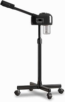 Professional Facial Steamer with LCD Screen, Timer, for Salon SPA Face Care, Height Adjustable, Black
