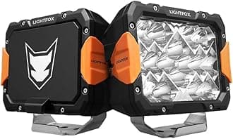 LIGHTFOX 2 PCs 9 Inch LED Driving Light Rectangular, 13,560LM Spot & Flood with Protective Covers & Colour Caps, Adjustable Angle with Wiring Harness, IP68 for Offroad Jeep Wrangler Truck Pickup SUV