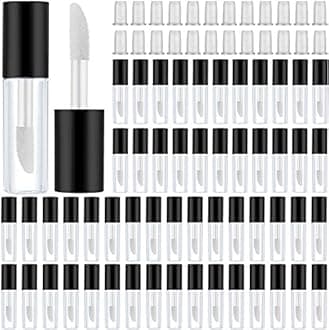 Patelai 100 Pieces Clear Mini Lip Gloss Tube Refillable Empty Lip Balm Gloss Containers Bottles Transparent Mini Lipstick Containers for Women DIY Makeup(Black,1.2ml)