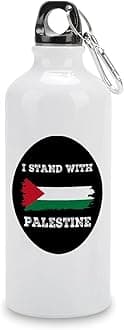 I Stand with Palestine Water Bottles Palestine National Flag Aluminum Water Bottle 20 OZ Portable Bike Water Bottle for Cycling Fitness Sports Fits Most Bike Cages