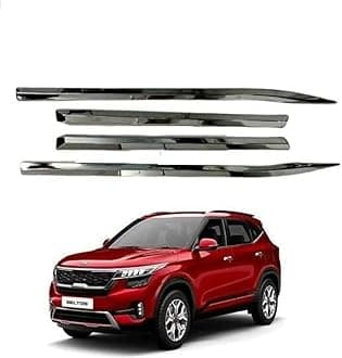 Full Chrome Set of 4pcs Side Beading Side Cladding Compatible for KIA Seltos Set of 4pcs