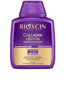 All Hair Types Bioxsine Bioxcin Collagen & Biotin Extra Volume & Plump Bigger, Stronger, Thicker Shampoo 300 Ml - 10.14 fl oz