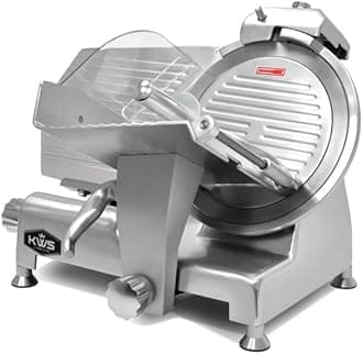 KWS Metal Collection 420W 12 Inch Commercial Meat Slicer MS-12DS Anodized Aluminum Base with Stainless Steel Blade + Blade Removal Tool, Frozen Meat/Cheese/Food Slicer Commercial and Home Use