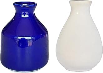 Mkd2 Rise Ceramic Reed Diffuser Pot I Ceramic Aroma Pot Reed Diffuser Set of 2 (White & Blue)