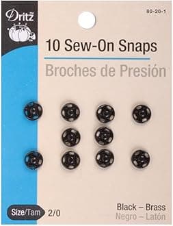 Dritz(R) Black Sew-On Snaps - Size 2/0 10/Pkg