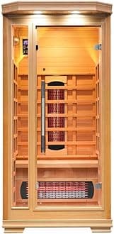 Vidalux Solara 1 Person Full Spectrum Infrared Sauna with Complete Heat - Digital Control Panel, Bluetooth, FM Radio and USB - Non-Allergenic, ISO9001 and CE Certified Also 5-Years Warranty