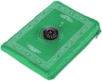 OBD Pocket Prayer Mat with Qibla Compass Foldable Small Light Green Prayer Rug 60 x 100cm Lightweight Travel Namaz Mat Muslim Gift for Hajj Umrah & Ramadan