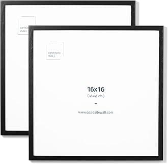 Opposite Wall - 16x16 in - Black Solid Oak Wood Picture Frame - Lightweight, Versatile & Shatterproof - Wall Hanging Poster or Photo Frame - Wall Decor for Office, Gallery & Home - 2 Pack