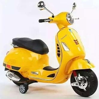 SKYA STAR Vespa 12v Battery Operated Rechargeable Ride On Scooter with Foot Accelerator for Kids, 2 to 6 Years, (Yellow)