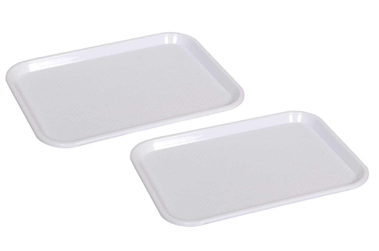 Durable Multi-Use Plastic Serving Trays 18 Rectangular Plastic Trays for Kitchen (Pack of 2,White)