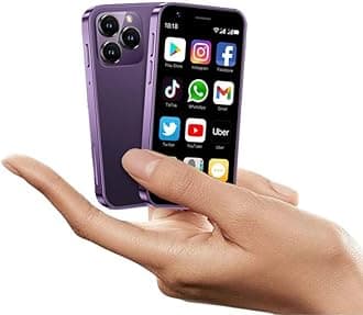 XS16 3.0 inch Mini Smartphone 4G LTE Android 10 Quad Core 2000mAh Type-C Dual SIM Small Mobile Phone (Purple, 3GB RAM 64GB ROM)