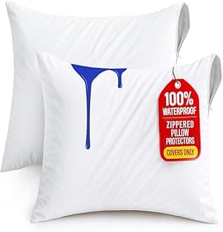 Utopia Bedding Waterproof Throw Pillow Protectors (No Pillow Inserts) with Zipper 20 x 20 Inches (2 Pack, White), Bed Bug Proof Outdoor Bed Couch Decorative Pillow Encasement Covers