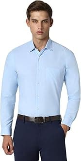 Peter EnglandMen's Everday Regular Fit Solid Shirt | Cotton Rich | 5-Pin Pocketing