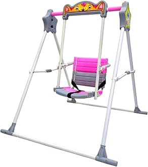 Maanit Alloy Steel Garden & School Toy Swing For Children Babies Indoor Outdoor (Pink White, 10 Cm, 103 Cm)