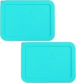 Sophico 3 Cup Rectangle Silicone Storage Cover Lids Replacement for Pyrex 7210-PC Glass Bowls, Container not Included (MINT, 2 Pack)