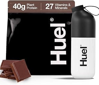 Black Edition Bundle | Chocolate 40g Vegan Protein Powder + Shaker Bottle | Nutritionally Complete Meal | 27 Vitamins and Minerals, Gluten Free | Lockable Lid to Avoid Spills | BPA Free
