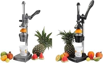 Aluminium Hand Press Citrus Fruit Juicer, Cold Press Juicer, Manual Hand Press Juicer and Squeezer for Fruits and Vegetables - Big (Made in India) gray color+ black color