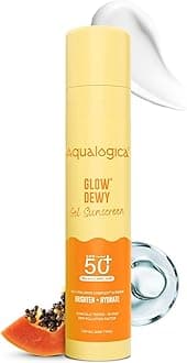 Aqualogica Glow+ Dewy Face Sunscreen with SPF 50+ & PA+++ | Blue Light Protection & No White Cast | Helps Give Glowing Skin with Papaya & Vitamin C | 1.76 Oz/50g