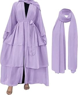 Abayas Muslim Dress for Women Long Sleeve Islamic Dubai Abaya Dress Cardigan Robe Middle East Prayer Dress with Hijab