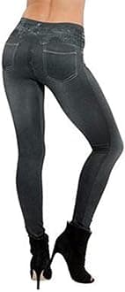 Thermal Fleece Lined Jeggings - Women's High Waist Thick Stretchy Denim Look Ripped Skinny Legging Pants
