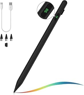 MoKo Stylus Pen for Touch Screen, Active Universal Stylus Pen Compatible with iPad/iPhone/Samsung/Tablet Devices and Other iOS/Android Smartphone, Tablet Pen with Power Display, Black