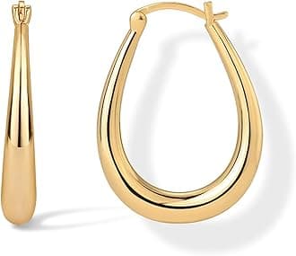 PAVOI 14K Gold Plated 925 Sterling Silver Posts Oval Chunky Hoop Earrings for Women - Trendy Statement Thick Gold Hoops - Lightweight Dangle Earrings