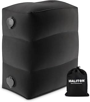 MalitonMaliton Airplane Footrest, Inflatable Foot Rest for Kids, Adjustable Height Travel Pillow On Airplanes, Cars, Office, Toddler Travel Essentials (Black, 1 Pack)
